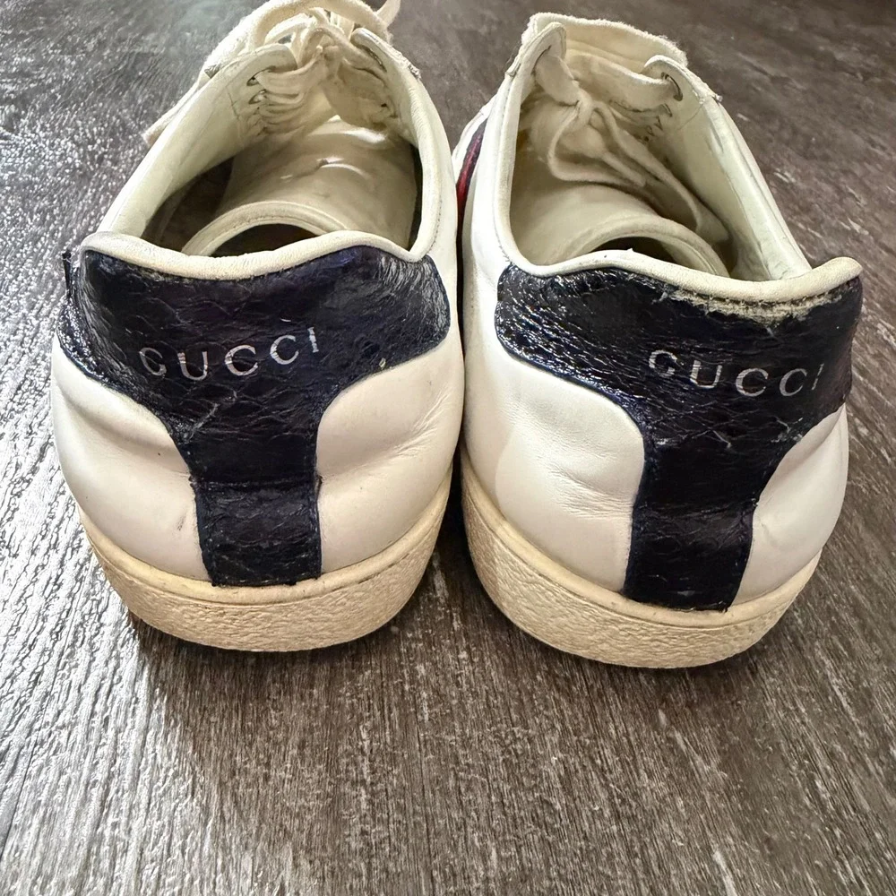 Gucci Ace Sneakers Mens White Navy Red Web Stripe 8 Leather Low Top Trainers